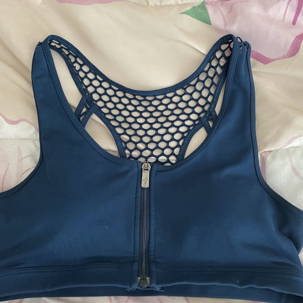 Popflex Active Hold Me Zip Bra - Indigo - Size 4